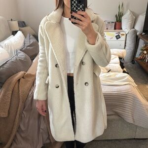 Stoosh Cream Double-Breasted Sherpa